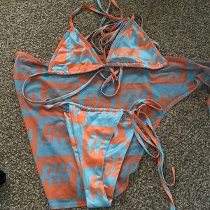 orange and blue bikini set- small